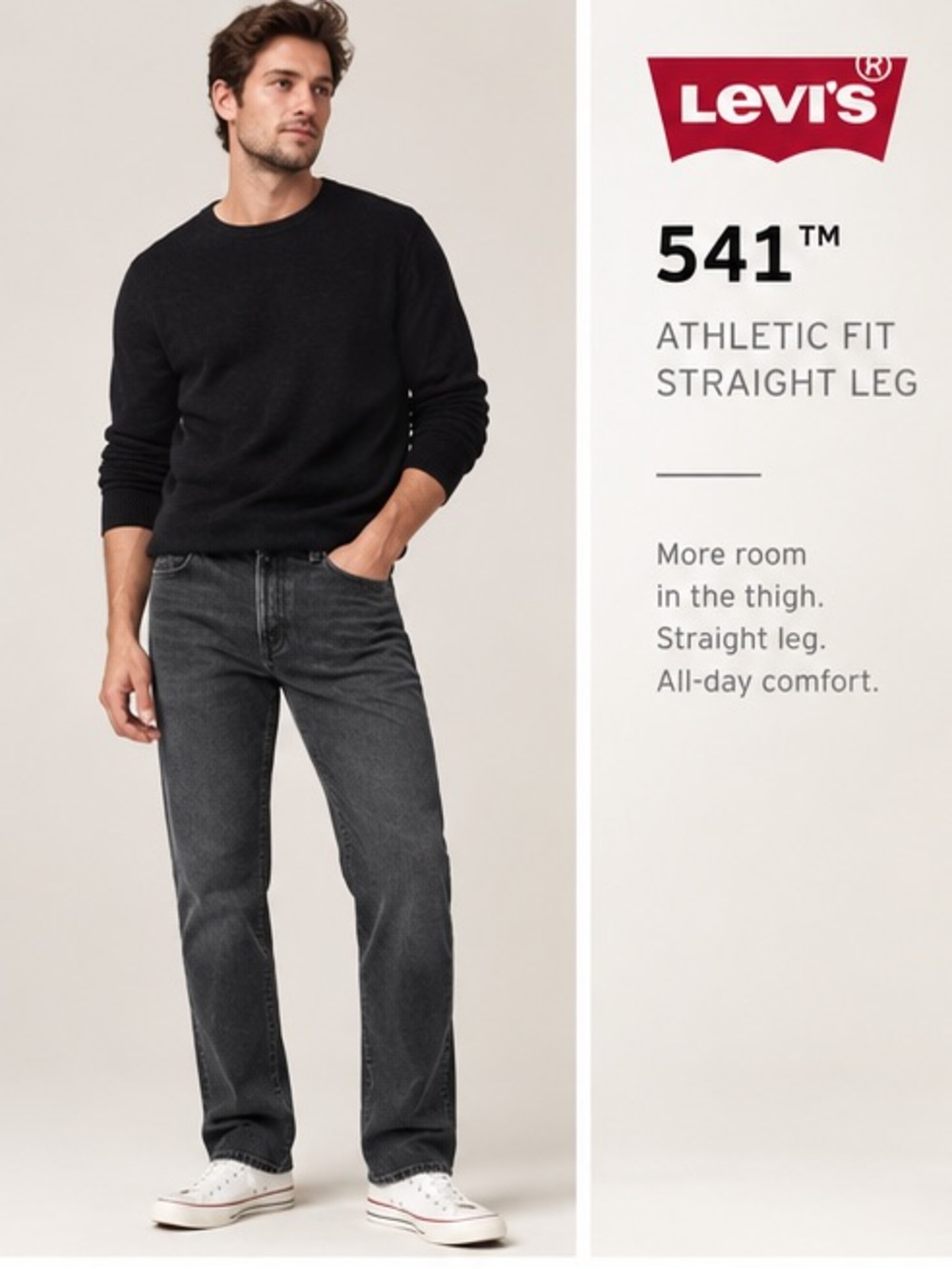 Levi's 541 Athletic Fit Straight Leg Jeans - Charcoal Black